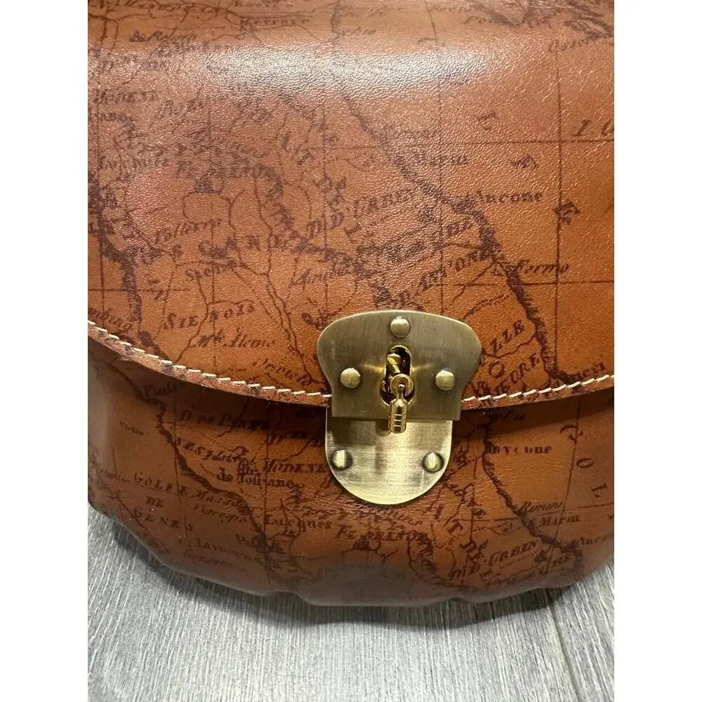 Patricia Nash Leather Veneto Crossbody Bag Signature Map Brown B000579